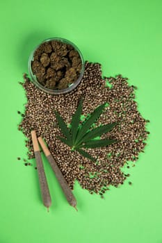 Blunt, Marijuana buds with cannabis leaves, cbd
