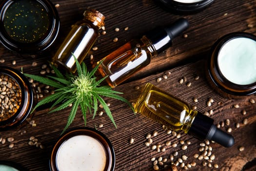 Cosmetics cbd, Hemp products, medical cannabis concept