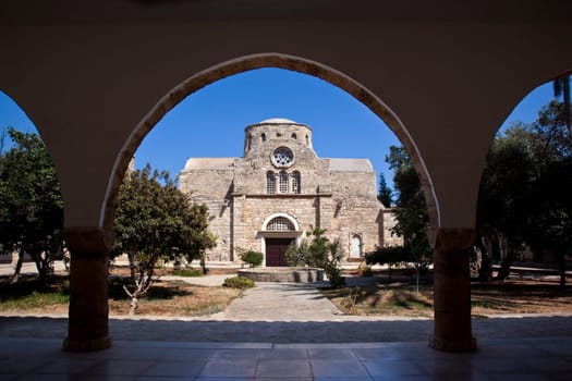 St Barnabas Monastery (Apostolos Varnavas Monastery) in the Turkish Republic of Northern Cyprus. The present buildings date from 1756 (built on the original Byzantine foundations of 477AD over the tomb of the Apostle Barnabas who was killed in 57AD.