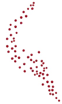 Red peppercorns scattered on isolated background, close up