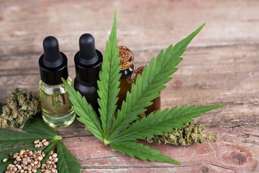 Cannabis extract oil in a small bottle, Marijuana