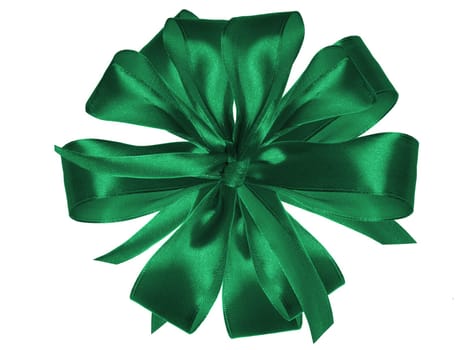 Green bow for decoration on isolated background