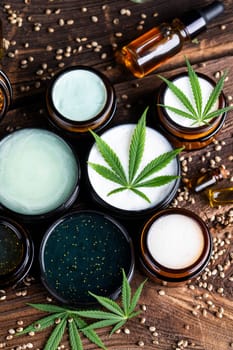 Cosmetics hemp, medical marijuana concept