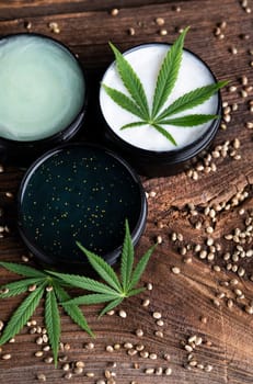 Cosmetics hemp, medical marijuana concept