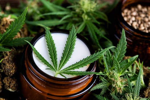 Cannabis cosmetics oil and medical marijuana