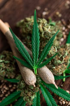 Blunt, Cbd,  Marijuana bud with cannabis