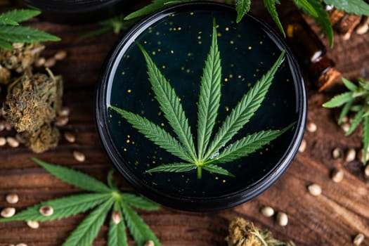Cosmetics hemp, medical marijuana concept