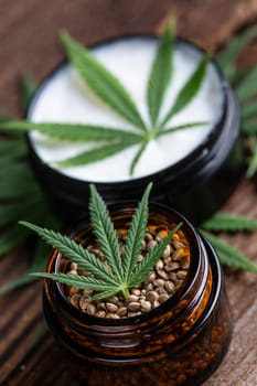 Cosmetics hemp, medical marijuana concept