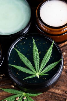 Cosmetics hemp, medical marijuana concept