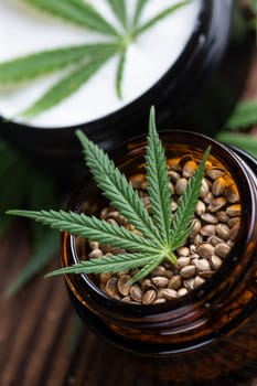 Cosmetics hemp, medical marijuana concept