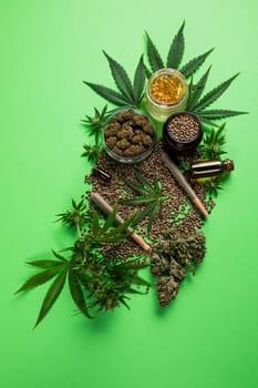 Blunt, Marijuana buds with cannabis leaves, cbd