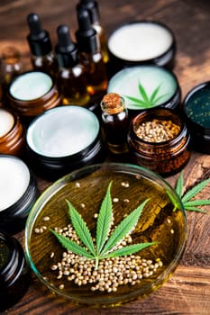Cosmetics hemp, medical marijuana concept