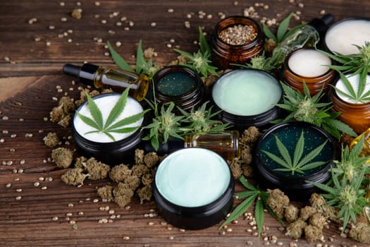 Cosmetics hemp, medical marijuana concept