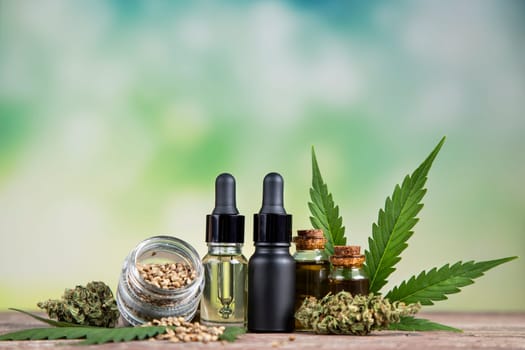 Cannabis extract oil in a small bottle, Marijuana