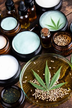 Cosmetics hemp, medical marijuana concept