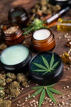 Cosmetics hemp, medical marijuana concept