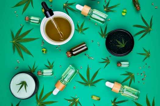 Cosmetics hemp, medical marijuana concept