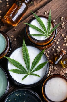 Cosmetics hemp, medical marijuana concept
