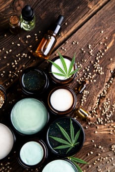 Cosmetics hemp, medical marijuana concept