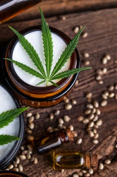 Cosmetics hemp, medical marijuana concept
