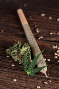 Blunt, cannabis and medical marijuana bud , cbd