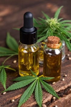 Cannabis leaves and cbd oil, Marijuana