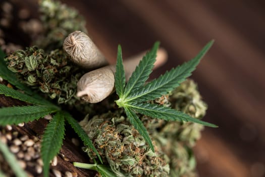 Blunt, cannabis and medical marijuana bud , cbd