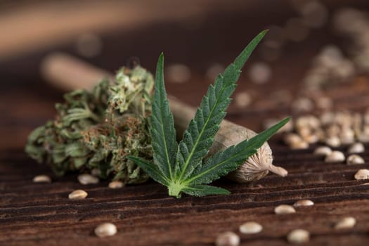 Blunt, cannabis and medical marijuana bud , cbd