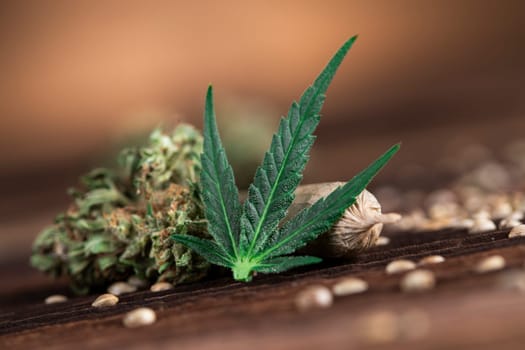 Blunt, cannabis and medical marijuana bud , cbd