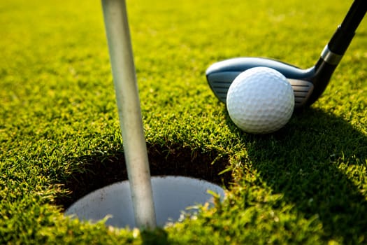 Sport , golf player playing in a golf club