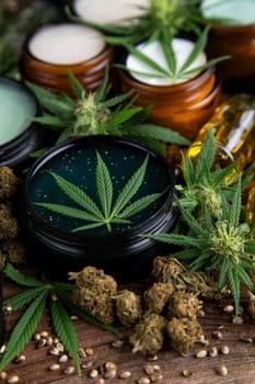 Cannabis cosmetics oil and medical marijuana
