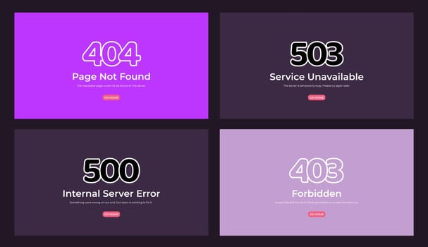 Web error pages layout vector design illustration