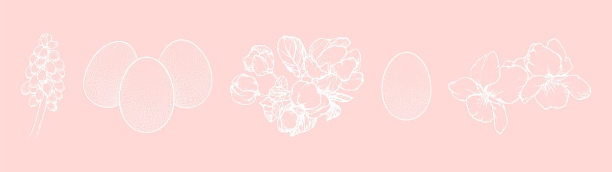 Graphical spring set isolated on pink background