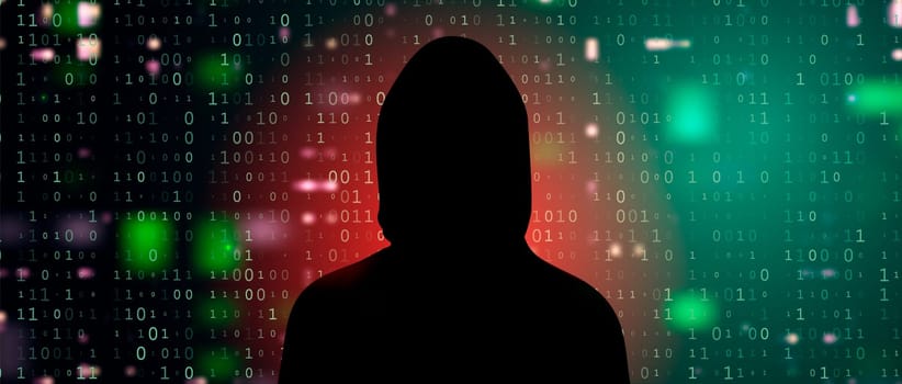 Digital Binary Code on Dark Red. Data Breach Concept
