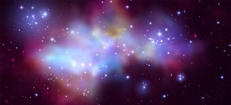 Space vector background with realistic nebula and shining stars. Magic colorful galaxy