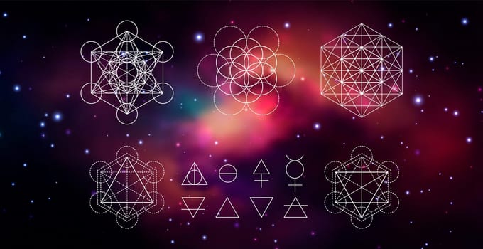 Mystical sacred geometry vector symbol. Spirituality, harmony illustration