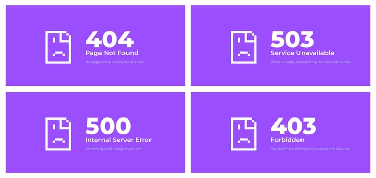 Web error pages layout vector design illustration