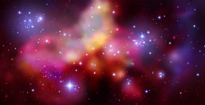 Space vector background with realistic nebula and shining stars. Magic colorful galaxy
