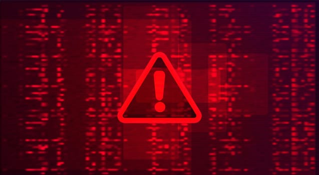 Digital Binary Code on Dark Red. Data Breach Concept