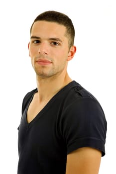 young casual man portrait in a white background