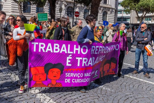 Porto, Portugal: May 1, 2024: Celebration and Protest of the May 1in Portugal, Labour Day, in Porto, Portugal