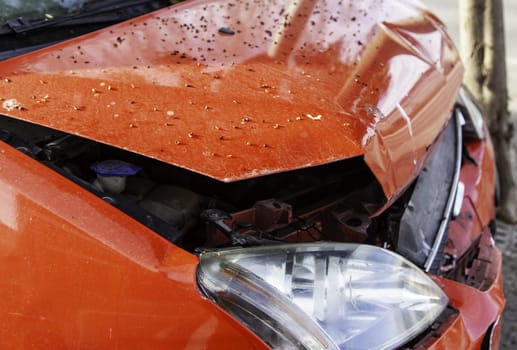 Detail of a car accident, blow and death