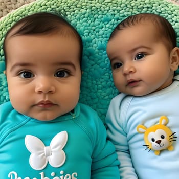 cute little babies look into the camera