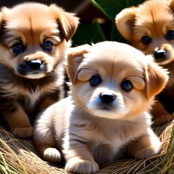cute little babies look into the camera