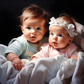 cute little babies look into the camera