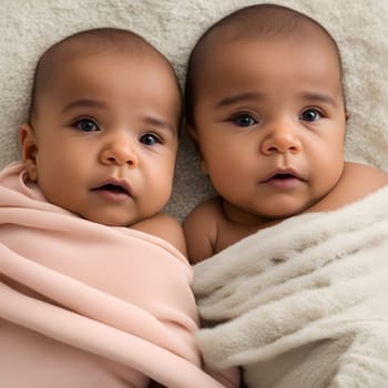 cute little babies look into the camera