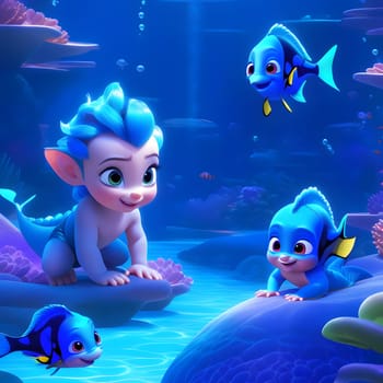 cute little babies look into the camera