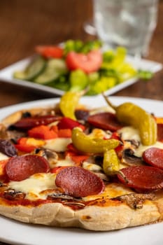 pizza with salami and peperoni