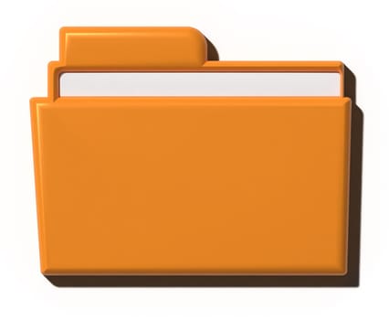 Yellow folder with shadow on isolated background. 3D rendering illustration
