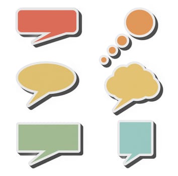 Various dialog shapes on isolated background, 3D rendering illustration